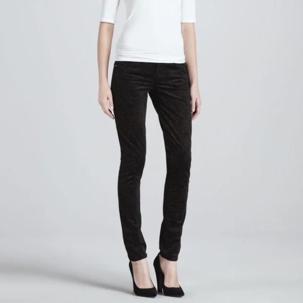 Paige USA NEW Jeans Velvet Verdugo Honeycomb Ultra Skinny Black Gold Womens 28